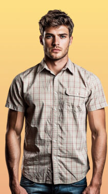 Moda Campia Moda Men's Short Sleeve Plaid Button Down Shirt